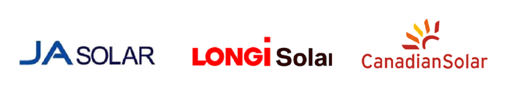 ja solar, longi solar, and canadian solar logos