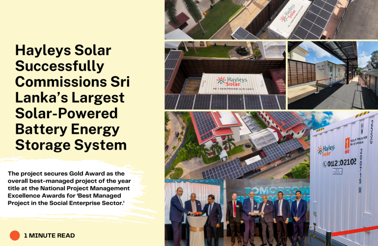 hayleys solar commissions sri lanka’s largest solar-powered battery energy storage system, securing gold award for best-managed project